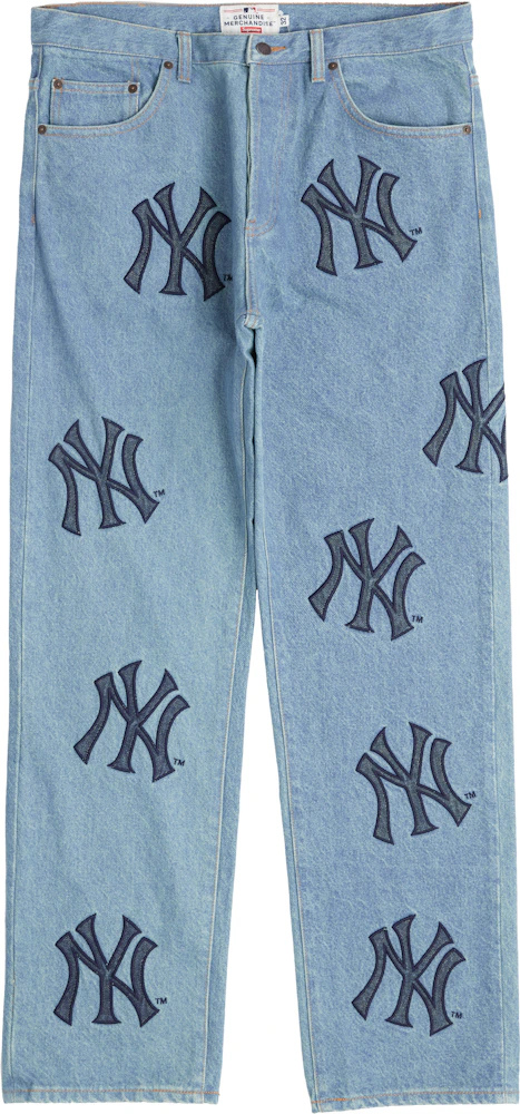 Supreme x New York Yankees Regular Jean Washed Blue - FW21 Men's -