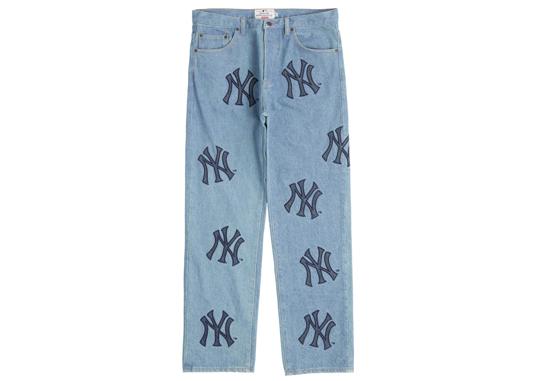 Pre-owned Supreme X New York Yankees Regular Jean Washed Blue