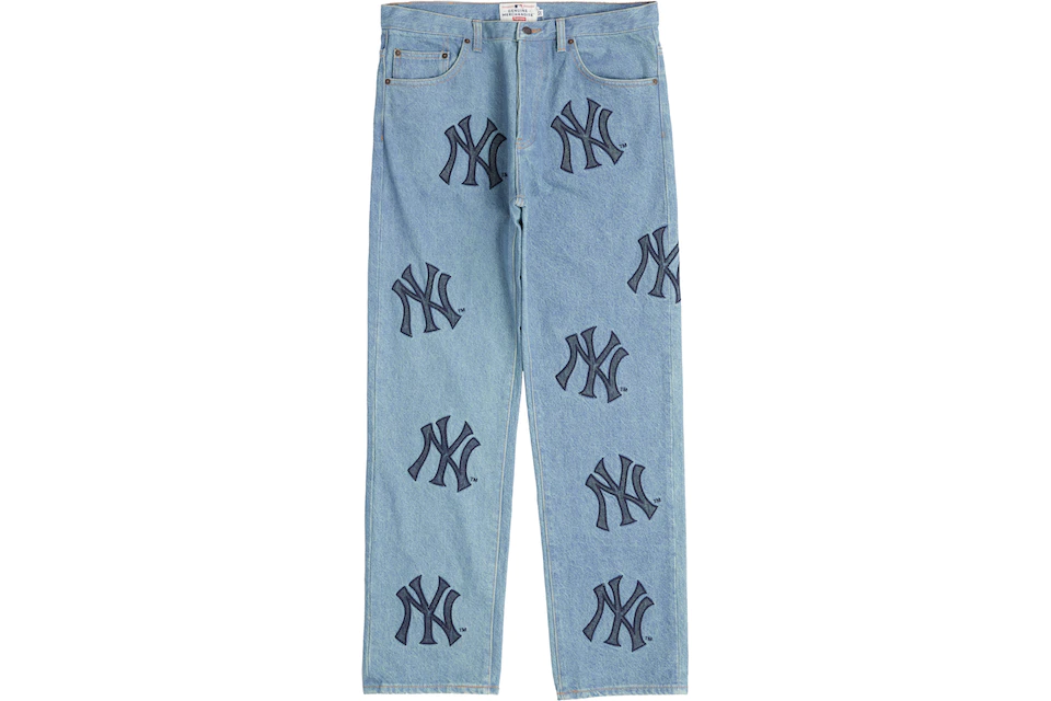 Supreme x New York Yankees Regular Jean Washed Blue