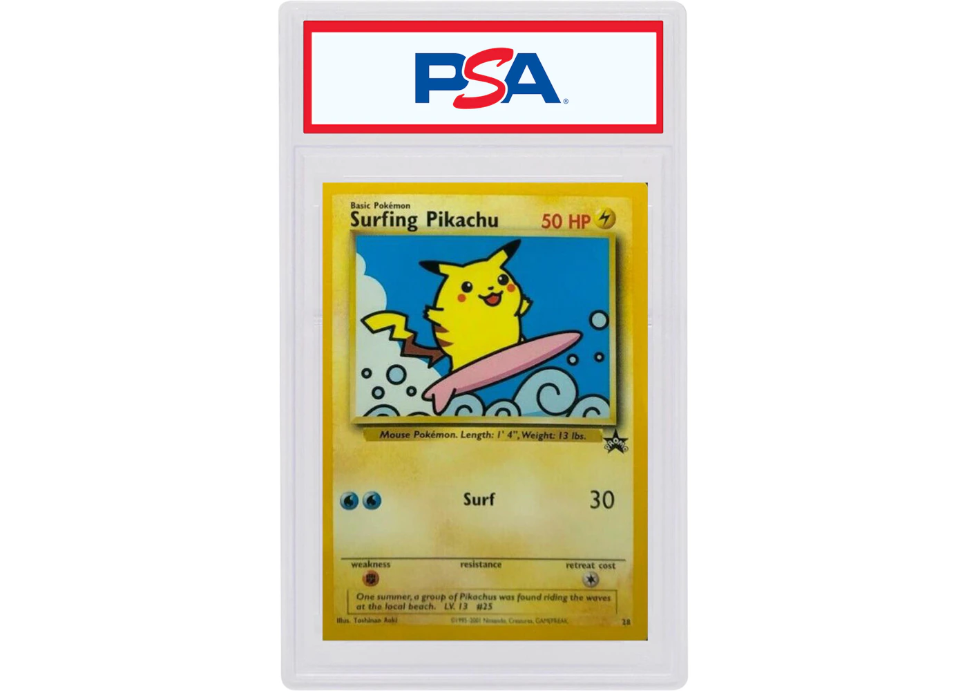 Surfing Pikachu 2001 Pokemon TCG Promo Black Star #28 (PSA or BGS Graded) - 2001 - US Surfing Pikachu 2001 Pokemon TCG Promo Black Star #28 (PSA or BGS Graded) - 2001 - US