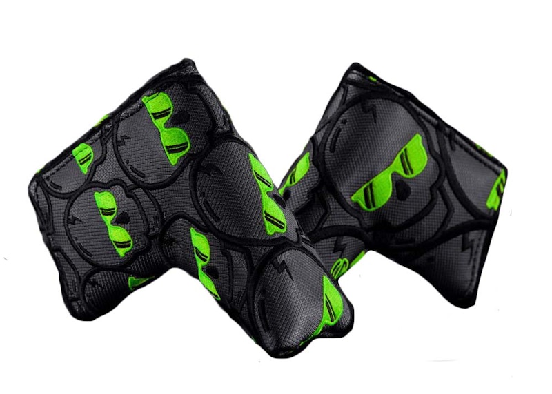 Swag Golf Ecto Green Concentric Skulls Blade Cover Golf Club Cover