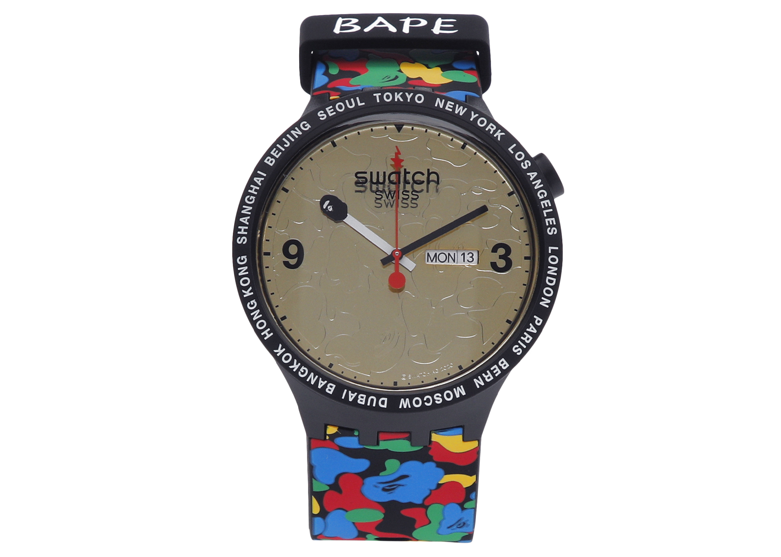 Color camo x swatch watch