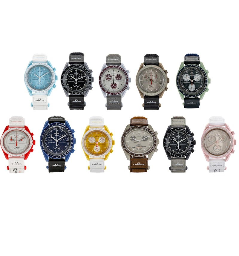 Set di 11 orologi Swatch x Omega Bioceramic Moon Full Collection
