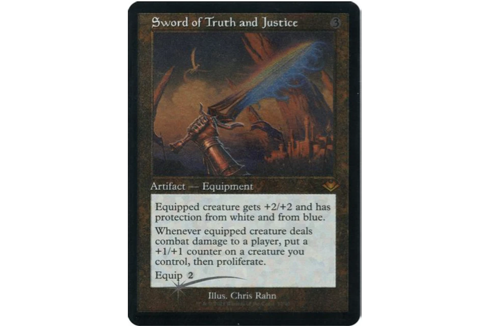 Sword of Truth and Justice (Foil Etched) (Retro Frame) Magic: The Gathering TCG Modern Horizons Mythic #32 (Ungraded)