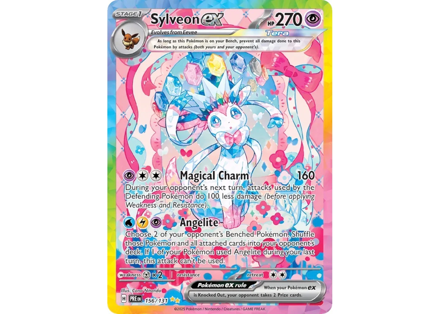 Sylveon ex 2025 Pokmon Scarlet & Violet Prismatic Evolutions Special Illustration Rare 156/131 Ungraded - 2025 - US Sylveon ex 2025 Pokmon Scarlet & Violet Prismatic Evolutions Special Illustration Rare 156/131 Ungraded - 2025 - US