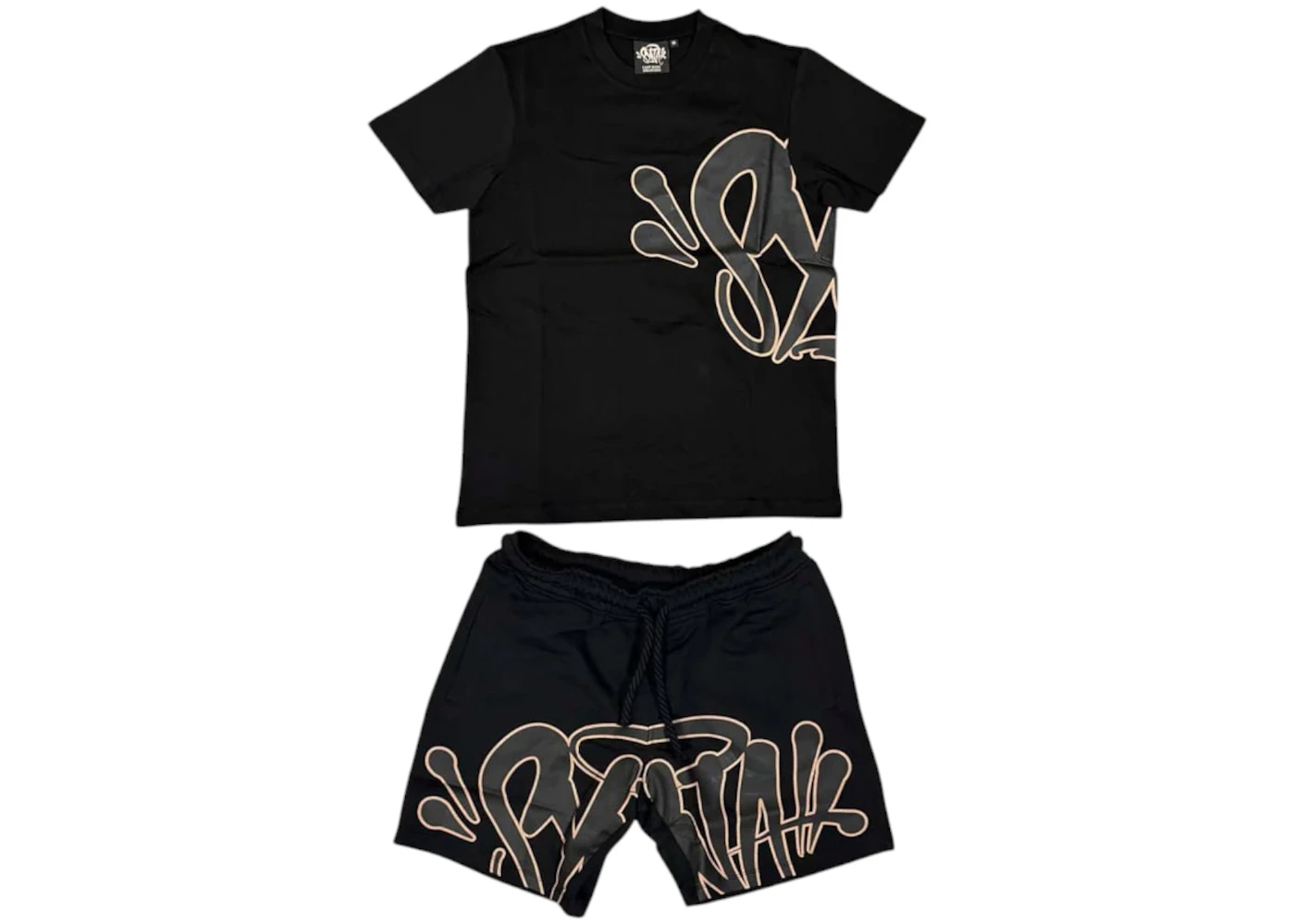 Syna World Logo T-Shirt & Shorts Set Black/Rose Gold Men's - SS25 - US