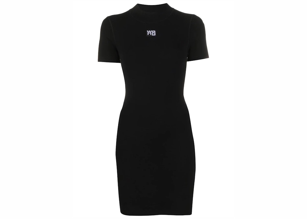 Pre-owned Alexander Wang T T By Alexander Wang Bodycon Crewneck Logo Patch Tee Dress Black