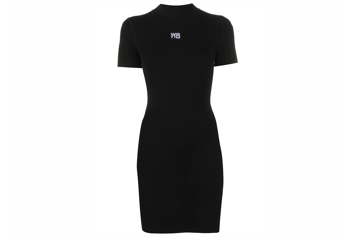 Pre-owned Alexander Wang T T By Alexander Wang Bodycon Crewneck Logo Patch Tee Dress Black