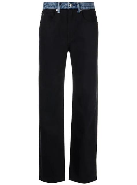 T by Alexander Wang Contrast Waistband Mid Rise Relaxed Straight