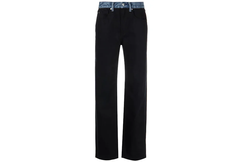 T by Alexander Wang Contrast Waistband Mid Rise Relaxed Straight