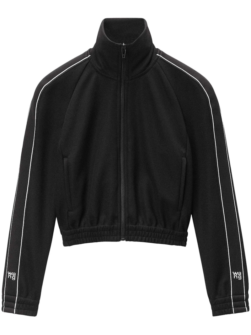 T by Alexander Wang Cropped Logo Webbing Tape Track Jacket Schwarz DE