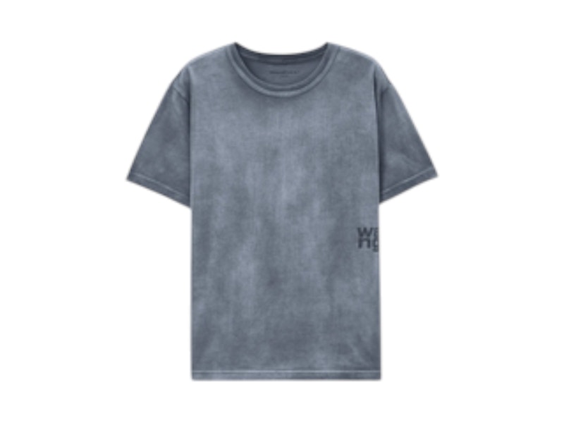 Pre-owned Alexander Wang T Women's T By Alexander Wang Essential Jersey Puff Logo Short Sleeve T-shirt In Washed Asphal In Gray