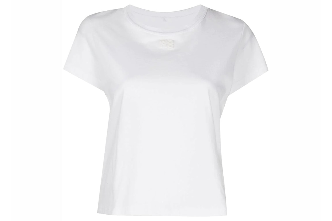 Pre-owned Alexander Wang T T By Alexander Wang Essential Jersey Puff Logo Shrunk Tee White