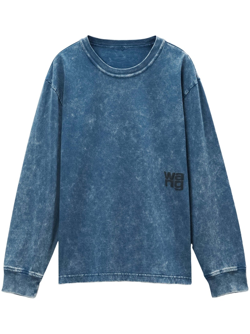 Pre-owned Alexander Wang T Women's T By Alexander Wang Essential Jsy Long Sleeve Puff Logo & Bound Tee Shirt In Acid Black Ice