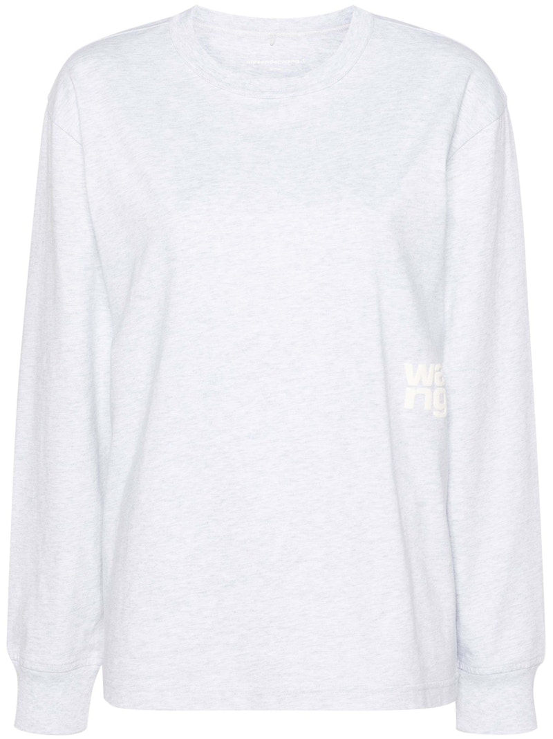 Pre-owned Alexander Wang T Women's T By Alexander Wang Essential Puff Logo Jersey Long Sleeve Tee Shirt In Heather Grey In Gray