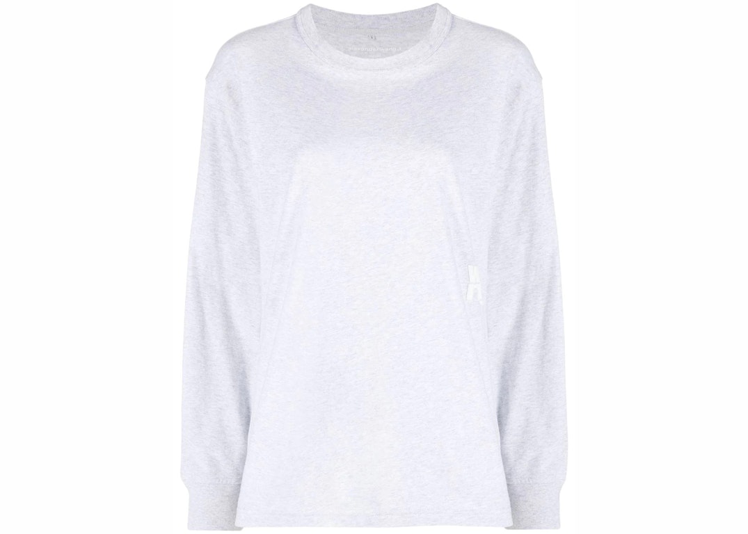 Pre-owned Alexander Wang T T By Alexander Wang Essential Puff Logo Jersey Ls Tee Heather Grey
