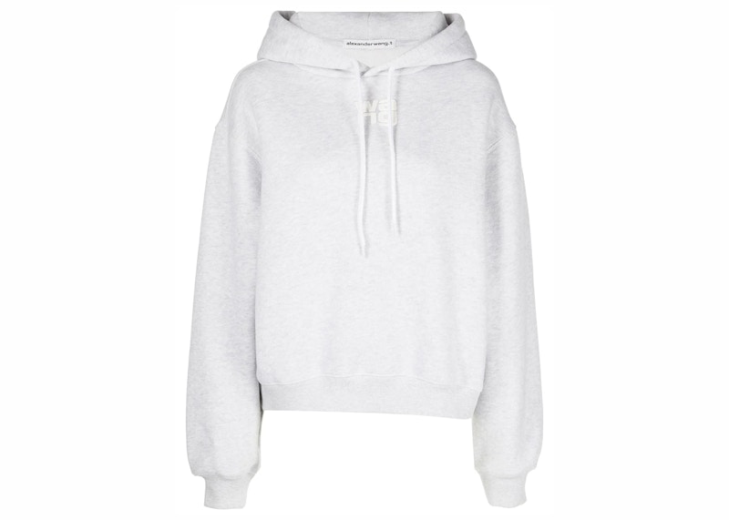 T by Alexander Wang Essential Puff Logo Terry Hoodie Heather Grey