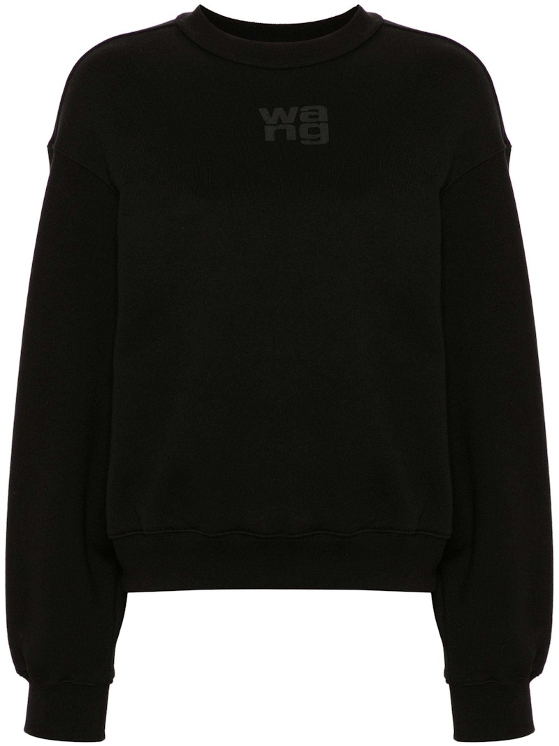 Pre-owned Alexander Wang T Women's T By Alexander Wang Essential Terry Crew Puff Paint Logo Sweatshirt In Black