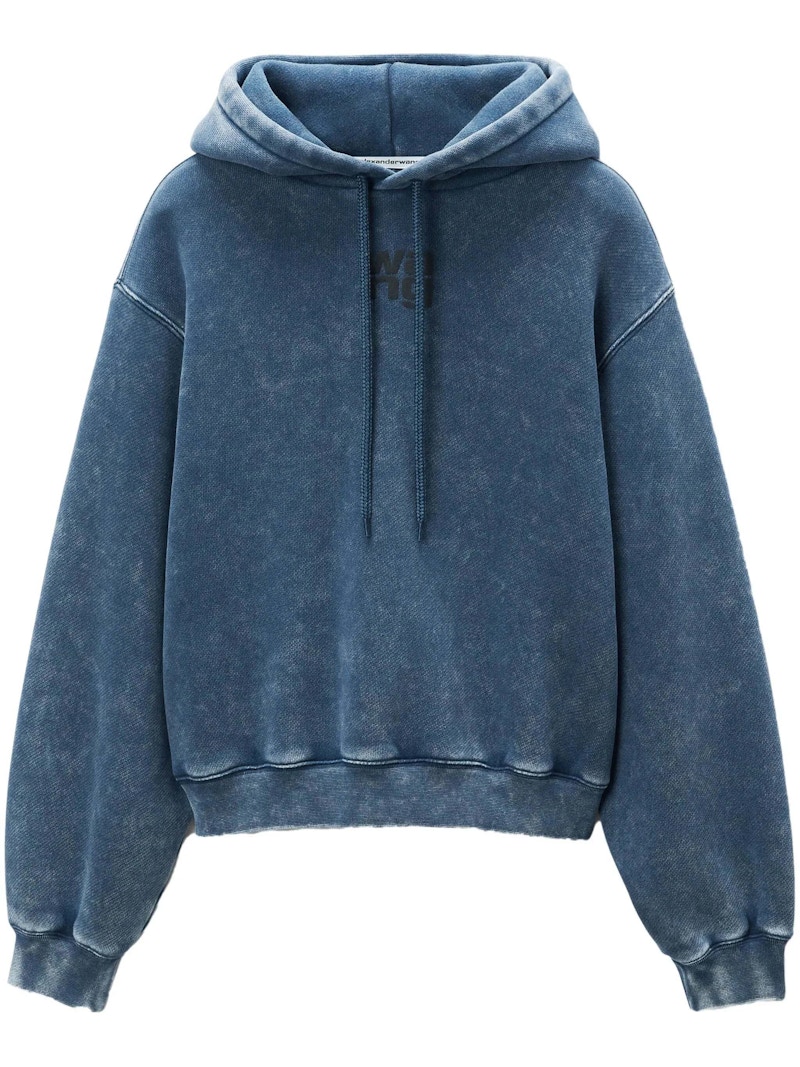 Pre-owned Alexander Wang T Women's T By Alexander Wang Essential Terry With Puff Paint Logo Hoodie In Acid Black Ice