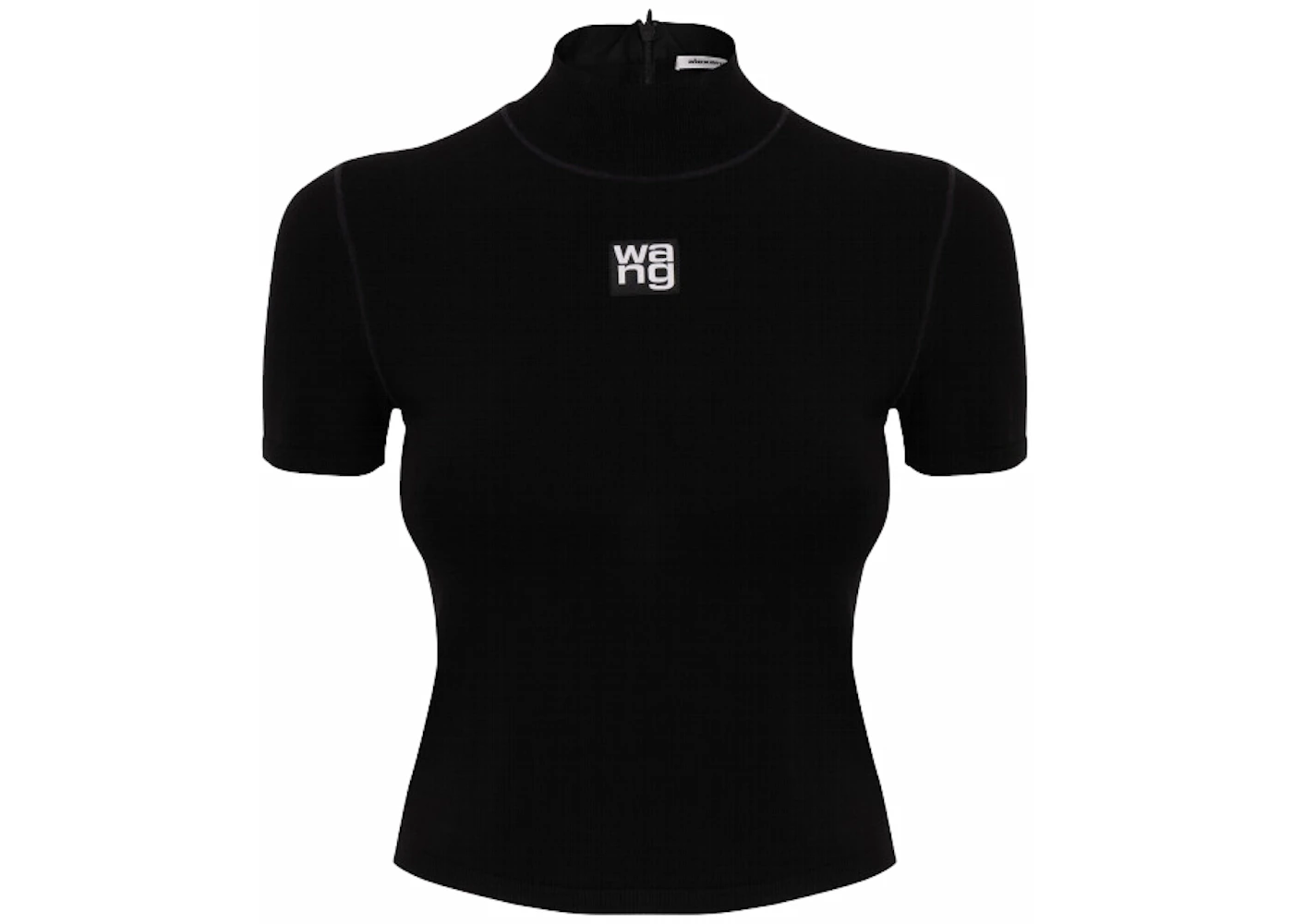 T by Alexander Wang Foundation Bodycon SS Logo Patch Mock Neck Top ...