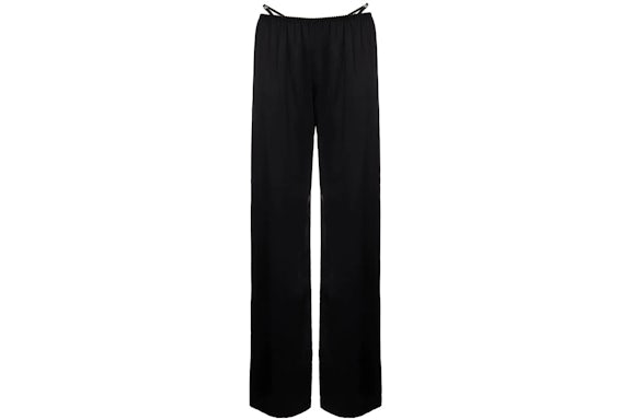 T by Alexander Wang Full Length Crystal Thong Wide Leg Pants Black