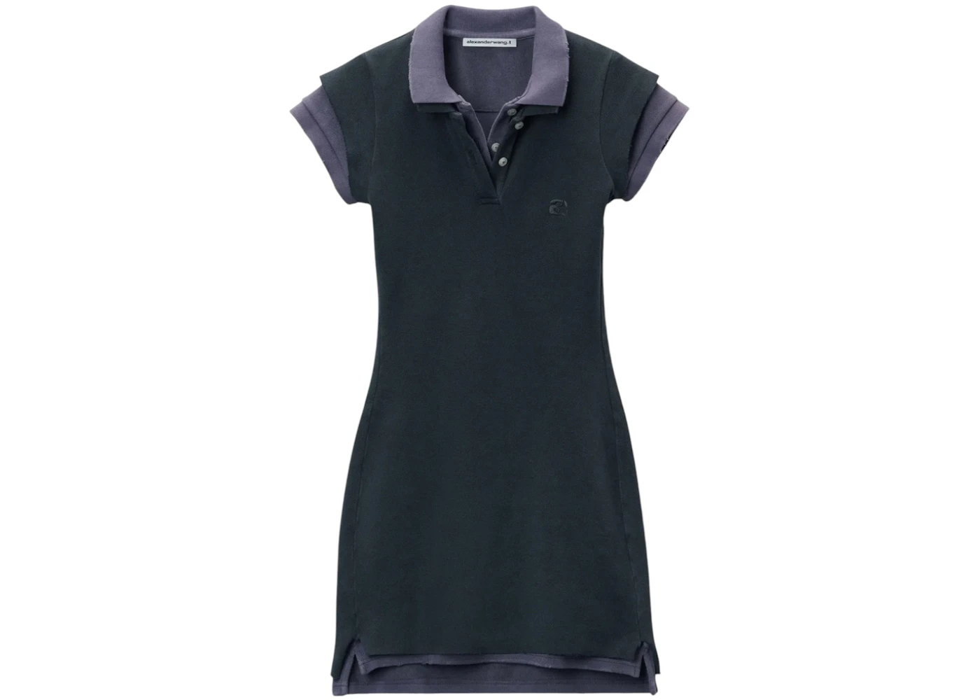 T by Alexander Wang Layered Short Sleeve Polo Mini Dress Navy - SS25 - US T by Alexander Wang Layered Short Sleeve Polo Mini Dress Navy - SS25 - US