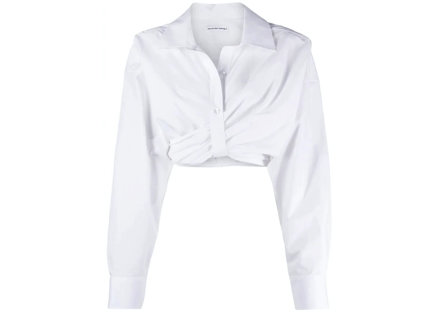 T by Alexander Wang Placket Detail Draped Cropped Shirt Bright White ...