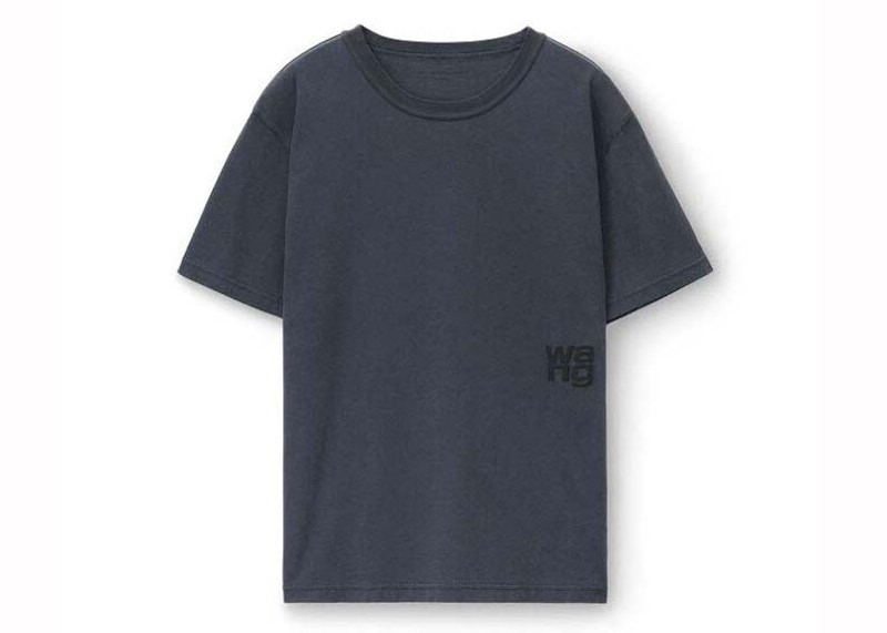 【関税込み】ESSENTIAL JSY SS TEE W/ PUFF LOGO & BOUND NECK T by Alexander Wang Puff Logo & Bound Neck Essential Jsy SS