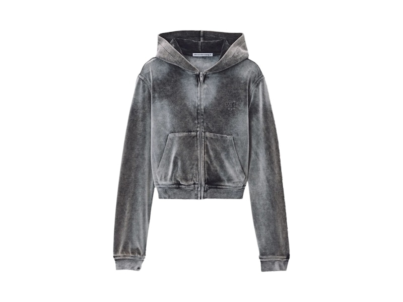 Pre-owned Alexander Wang T Women's T By Alexander Wang Shrunken Zip Up Jacket In Washed Feather