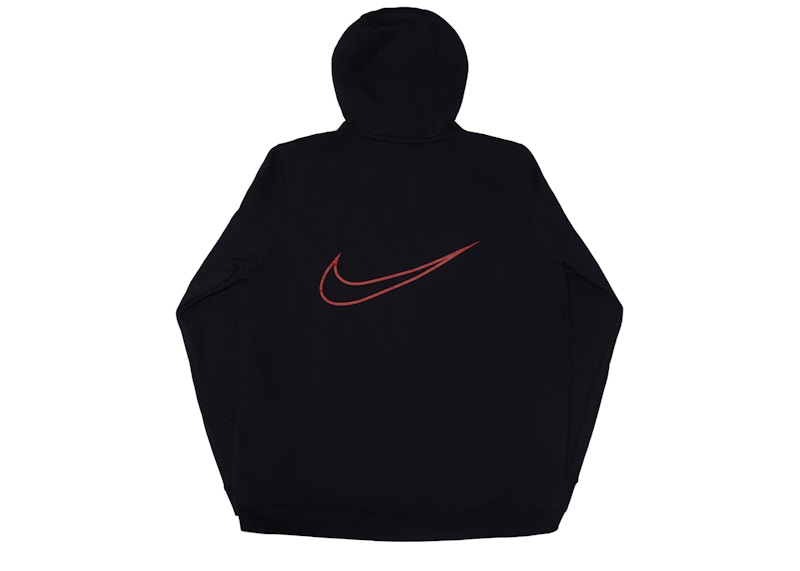 Black nike hoodie discount with red swoosh