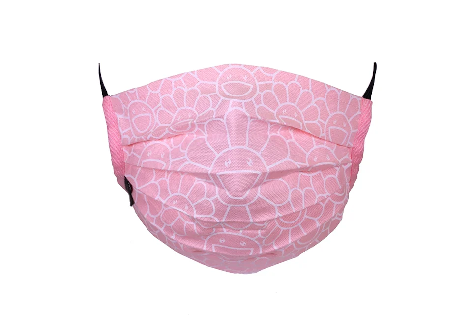 Takashi Murakami Flower Pattern Face Mask Pink/White