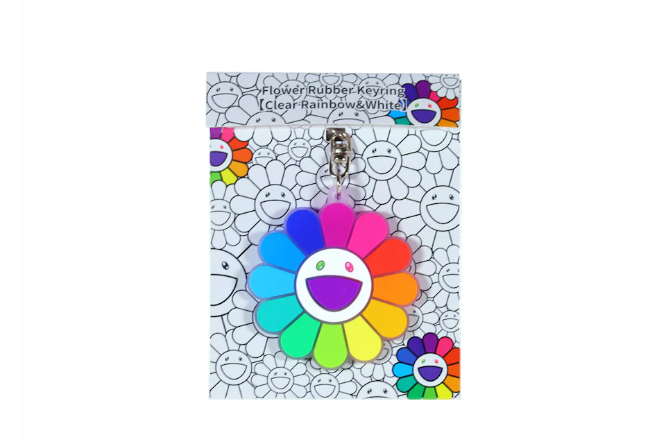 Takashi Murakami Flower Rubber Keyring Clear/Rainbow/White