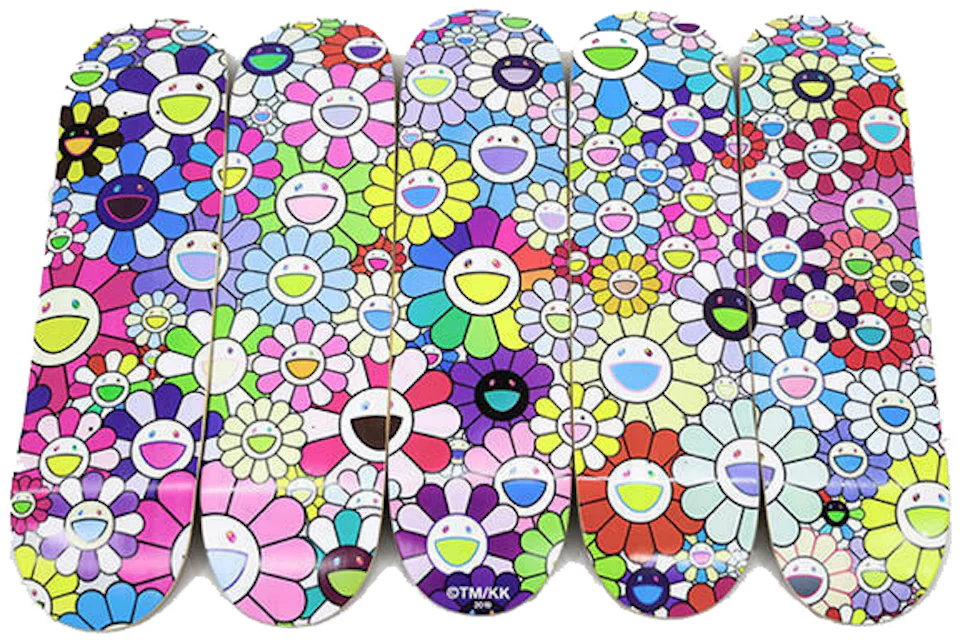 Takashi Murakami Flower Skateboard Deck (Set of 5) Multicolor