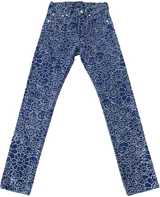 Logo Jacquard Denim Pants in Blue - Amiri