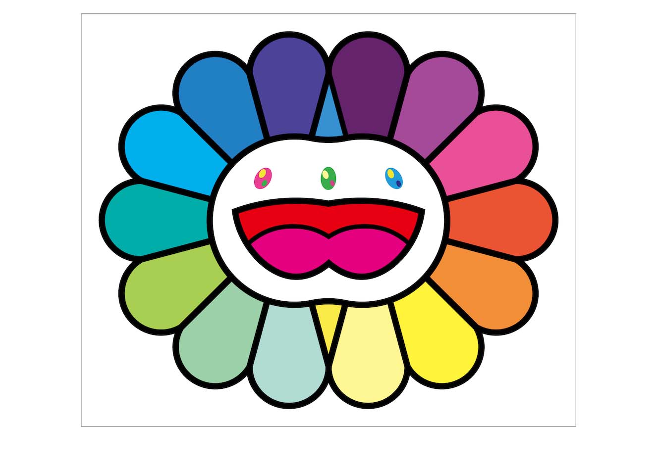 Takashi Murakami Multicolor Double Face: White Print (Signed, Edition of  100)