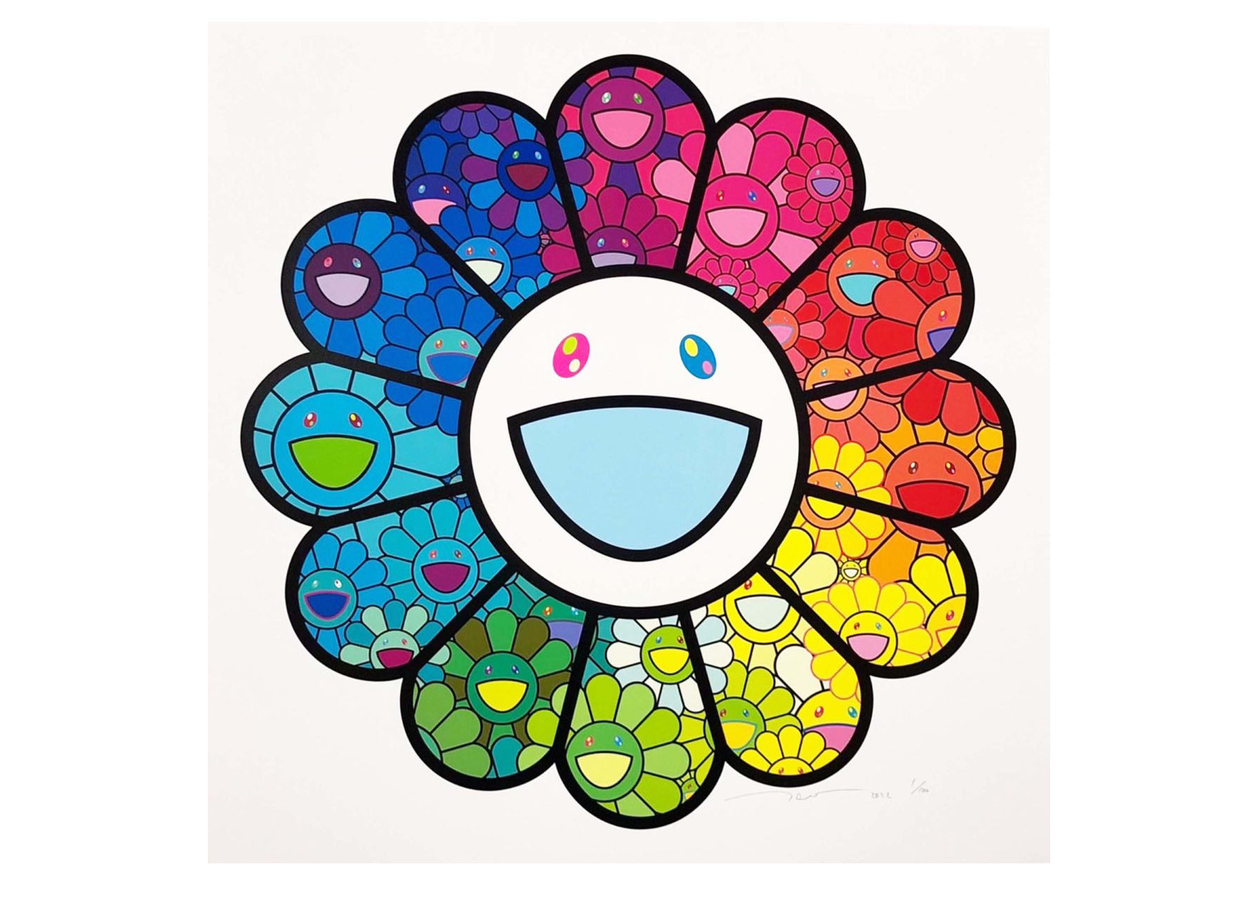 Takashi Murakami Multicolor Super Flat Flowers Print (Signed 