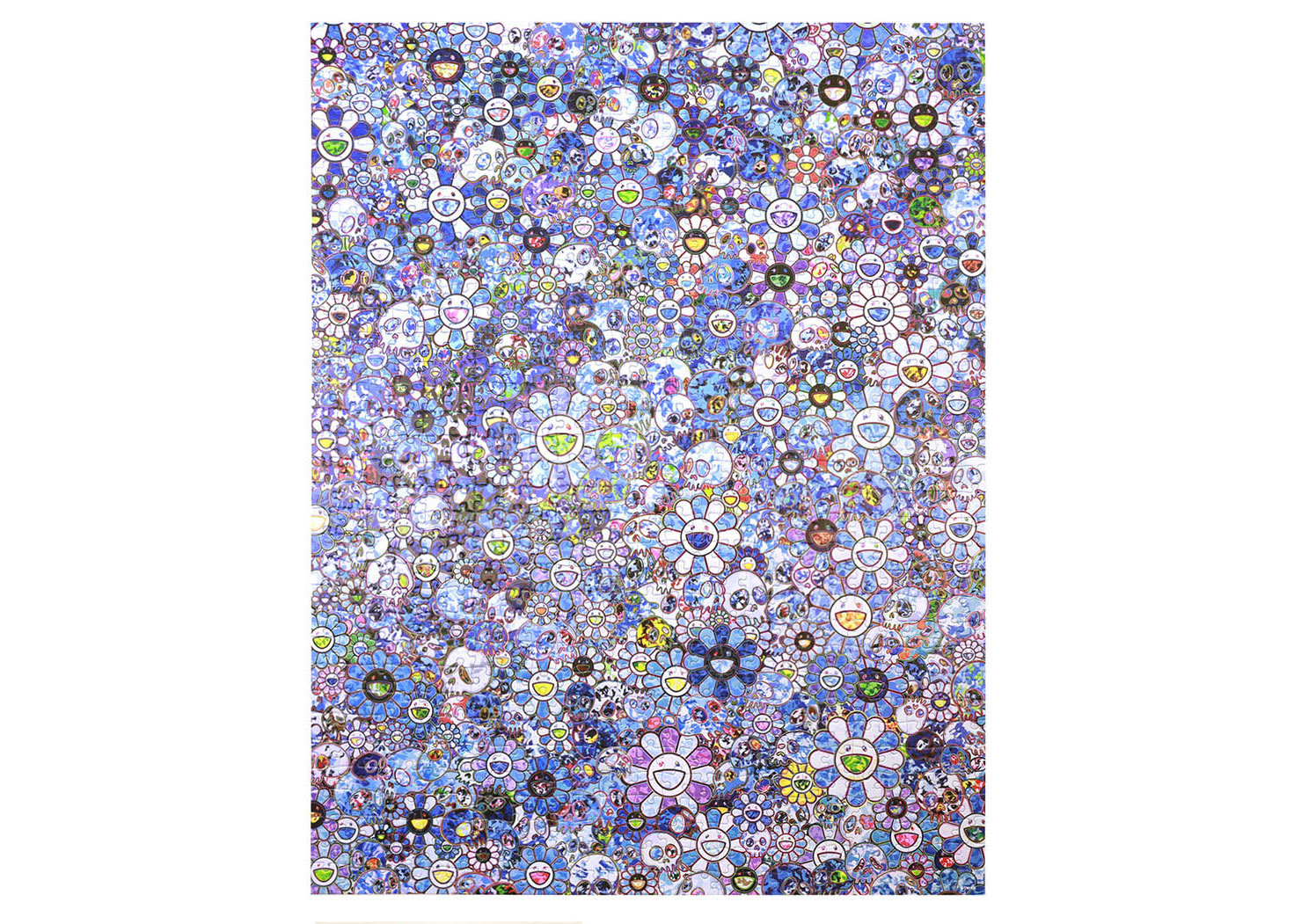 Takashi Murakami Skulls & Flowers Blue Signal Jigsaw Puzzle (875 Pieces)