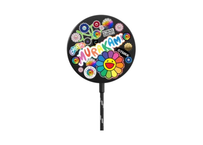 TAKASHI MURAKAMI Pre-owned X Casetify: Flowers Sticker Mania Powerthru Magnetic Wireless Charger In Black