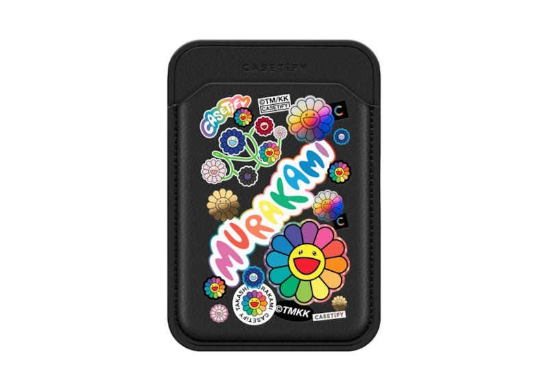 Pre-owned Takashi Murakami X Casetify: Flowers Sticker Mania Snappy Wallet In Black
