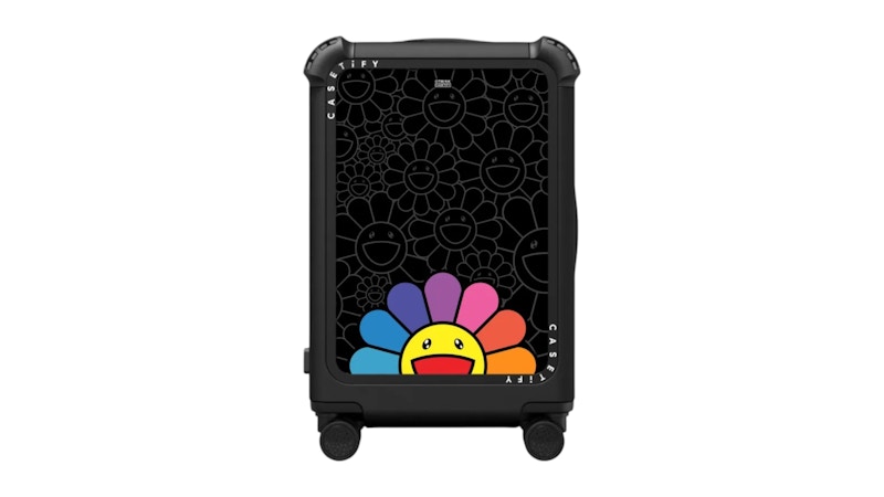 Pre-owned Takashi Murakami X Casetify Smile (rainbow) 21" Carryon Suitcase In Matte Black