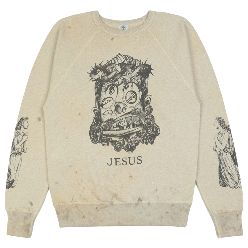 Takashi Murakami x SAINT M×××××× Jesus Crewneck Grey - FW21 Men's - US