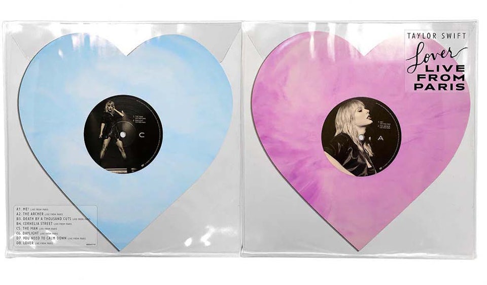 Taylor Swift Lover (Live From Paris) Heart Shaped 2XLP Vinyl Pink & Blue