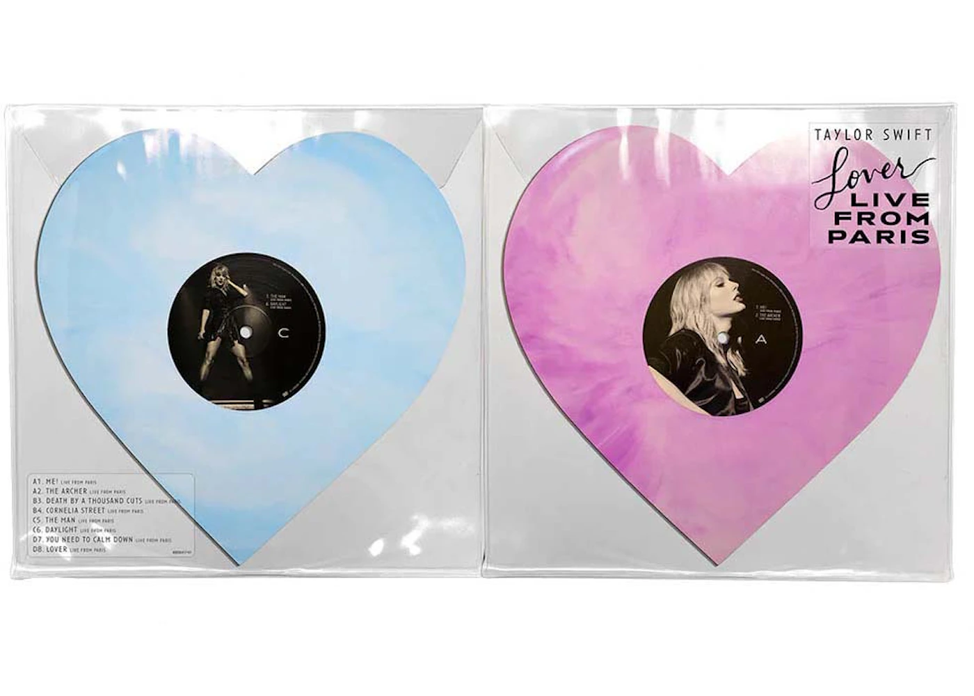 Taylor Swift Lover (Live From Paris) Heart Shaped 2XLP Vinyl Pink & Blue US Taylor Swift Lover (Live From Paris) Heart Shaped 2XLP Vinyl Pink & Blue US