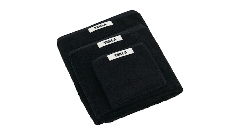 Pre-owned Tekla Organic Cotton Terry Bath Towel In Black