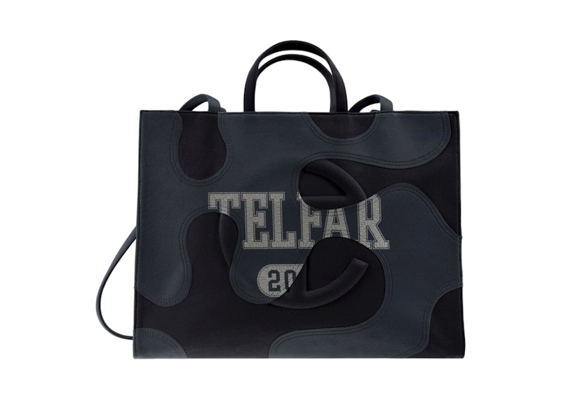 Telfar Large Camo Shopping Bag Black/Off Black in Polyester with Silver ...