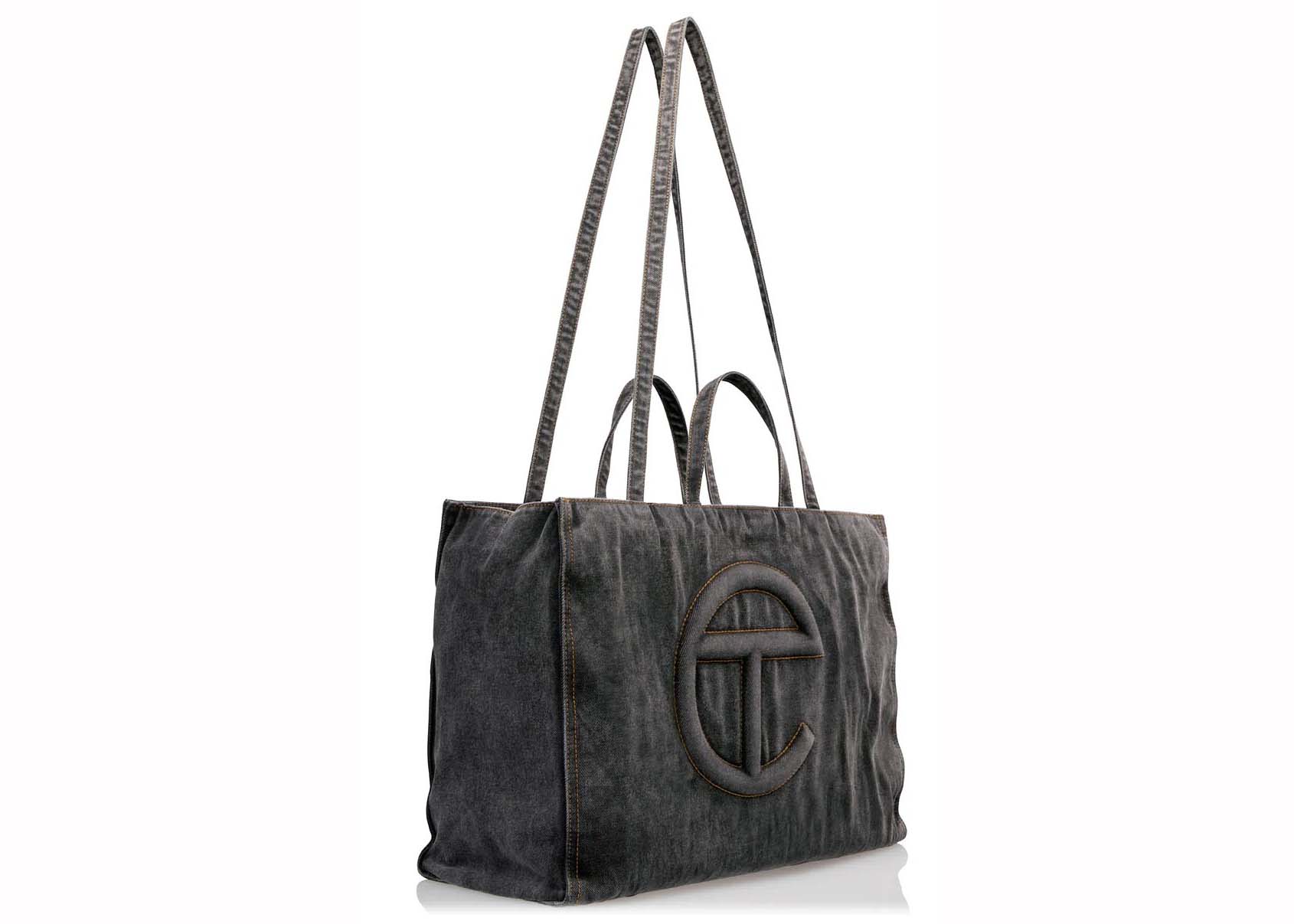 Telfar Large Denim Shopping Bag Black in Cotton with Silver-tone - JP