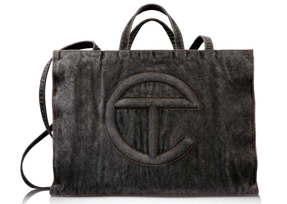 Telfar Large Denim Shopping Bag Black