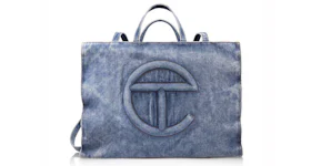 Telfar Large Denim Shopping Bag Blue