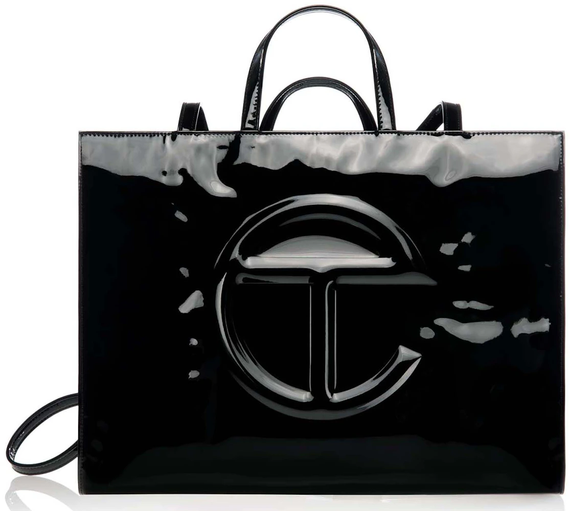 TELFAR Patent Vegan Leather Small Shopping Bag Black 1261470