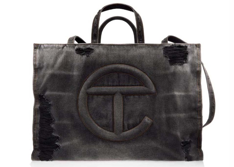 Pre-owned Telfar Large Shopping Bag In Distressed Black